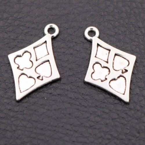 15pcs Geometric Rhombus Charms Four patterns of playing cards 26 * 18mm Metal Pendant Fashion DIY Handmade Jewelry Making