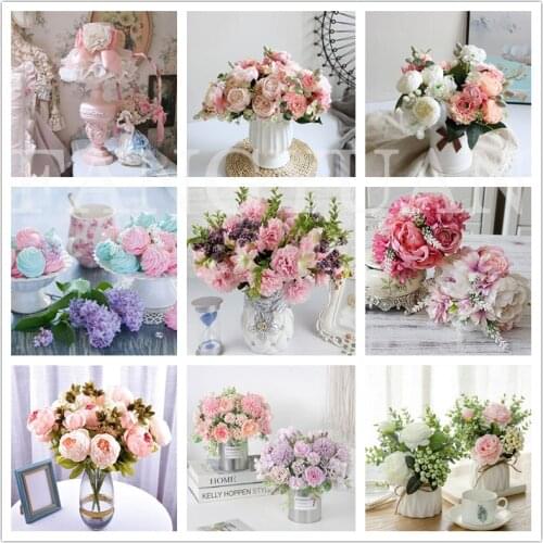 5D Diamond Painting Flower Mosaic Vase Home Decoration Rhinestone Embroidery Floral Handmade Gift Diamond Art Wall Pictures