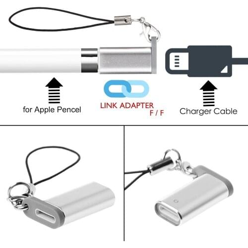 Besegad 2pcs Charger Adapter Converter for Lightning Female to USB Male Extension Charging Connector for Apple iPad Pro Pencil