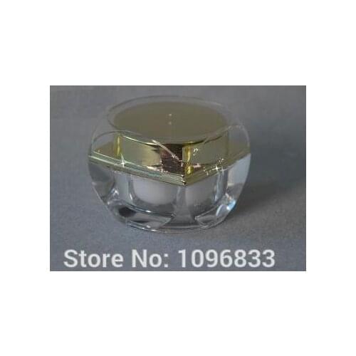 Gold Cap Acrylic Jar 10g, Octagonal Cosmetic Jars, 10g Acrylic Container, Cream Jar, High Quality Cosmetic Packaging Jars, 40pcs