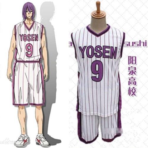 Anime KUROKOS BASKET Kuroko no Basuke Cosplay Yosen School #9 Murasakibara Atsushi Basket Jersey Sportswear Uniform