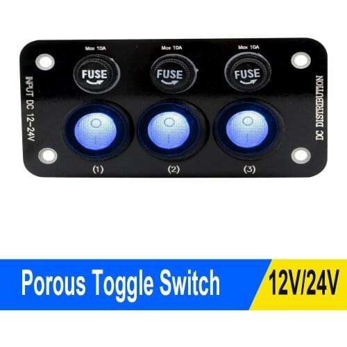 Auto Parts Car Switch Panel Replaceable Fuse Holder Porous Toggle Switch DC 12-24V for Car Marine Truck