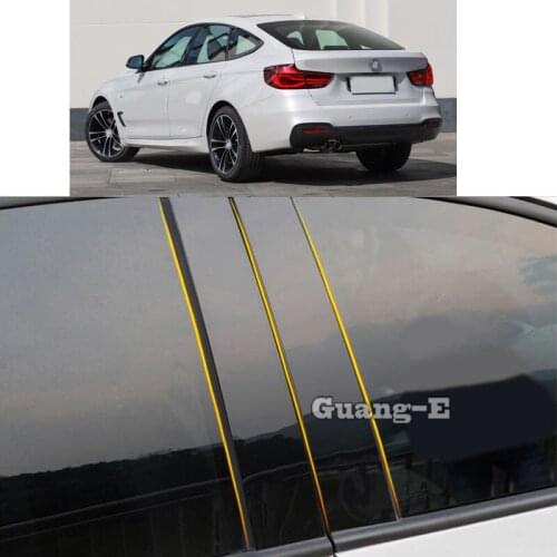 Car PC Material Pillar Post Cover Door Trim Window Piano Black Molding Sticker Plate Parts For Bmw 3-Series GT 2013 2014-2021