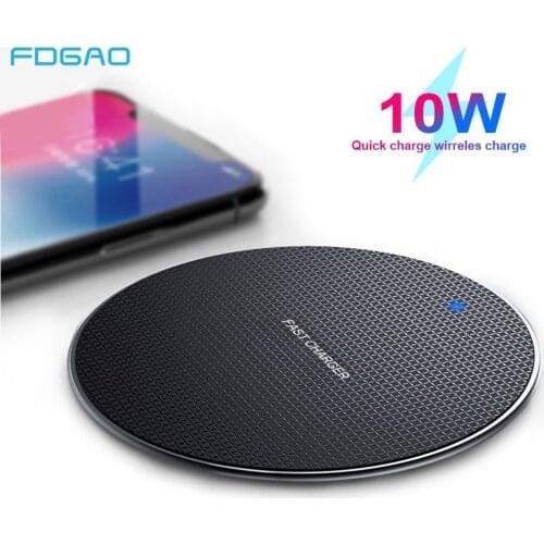 FDGAO 10W Wireless Charger Pad For iPhone 11 XR XS Max X 8 Airpods Pro Qi Fast Charging Dock Station for Samsung S10 S9 Note 10