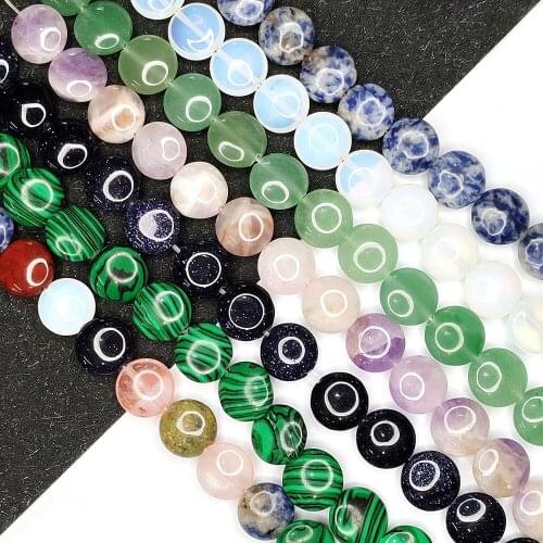 Oblate Natural Stone Beads 12x12mm Tigers Eye Black Agate Beads Bracelet Necklace Jewelry Accessories DIY Jewelry Making