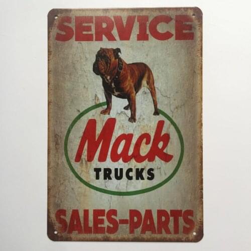 Sales Parts Mack Trucks Vintage Metal Art Tin Signs Stickers Tintin Plaque Gasoline Poster Plate Painting Wall Decor 30X2