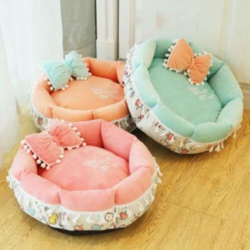 Pet kennel cat litter doll nest cute cartoon kennel removable and washable kennel cat litter pit bull teddy nest