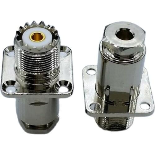 SL16 UHF type M type Female Connector 4-hole with panel mount for 50-3 RG58 RG142 LMR195 RG400 coaxial cable 1pcs