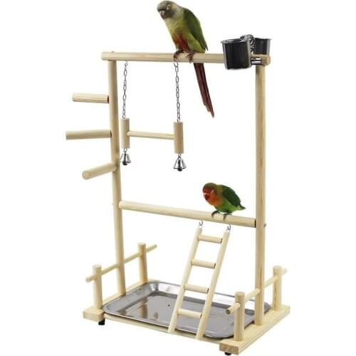 Parrot Playstands With Cup Toys Tray Bird Swing Climbing Hanging Ladder Bridge Wood Cockatiel Playground Bird Perches #20