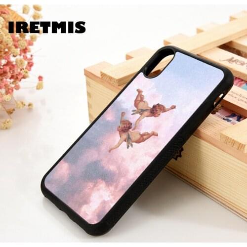 Iretmis 5 5S SE 6 6S TPU Rubber Phone Case Cover for iPhone 7 8 Plus X Xs 11 12 MINI Pro Max XR Baby Angel In the clouds graphic
