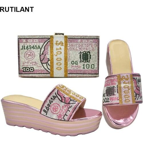 Pink Color African Matching Shoes and Bags Italian In Women Nigerian Wedding Shoes and Bag Set Nigerian Shoes and Matching Bags