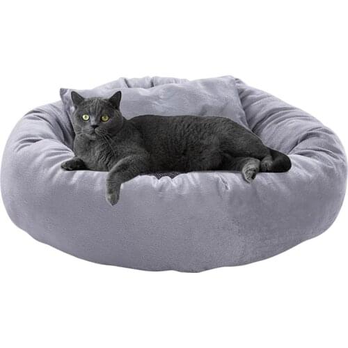 Small Pet Bed Soft and Warm Winter Sofa Bed Washable Short Plush Cat Kennel with Waterproof Bottom Round Washable Cat Beds