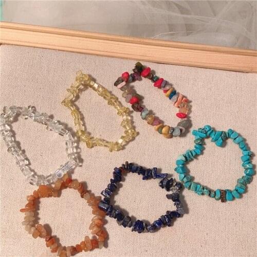 Hot Irregular Natural Crystals Stone Bracelet Stone Chips Beads Clear Yellow Quartz Bracelets Bangles Fashion Jewelry For Women