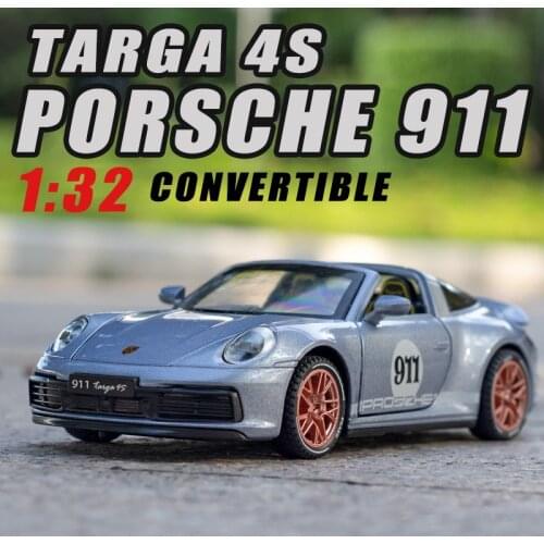 Diecast 1:32 Alloy Model Car Porsche 911 997 Targa 4s Convertible Miniature Metal Sportcar Vehicle for Children New Gift Hot Toy