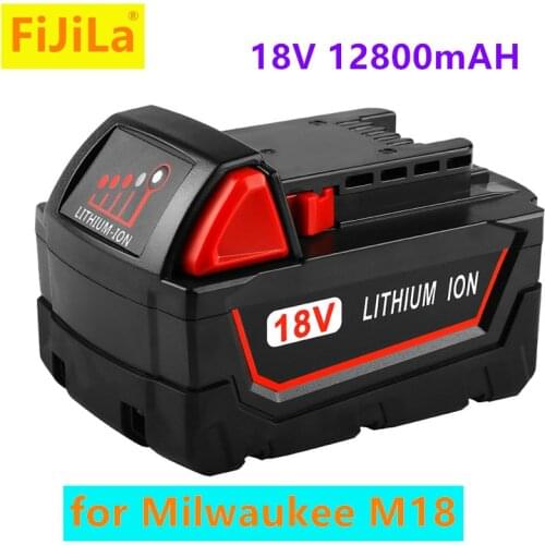 18V 12800mAh Li-ion Tool Battery for Milwaukee M18 48-11-1815 48-11-1850 2646-20 2642-21CT Repalcement M18 Battery