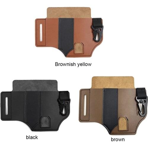 Multitool Sheath for Belt PU Leather EDC Storage Pocket with Pen Holder Waist Bag Organizer Pouch for Flashlight Key