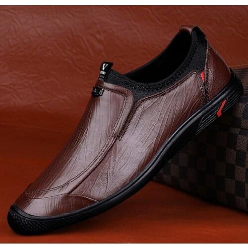 Men Genuine Leather Casual Loafers New Fashion Flats Slip-on Breathable Moccasins Autumn Summer Drive Mens Shoe Outdoor Sneakers