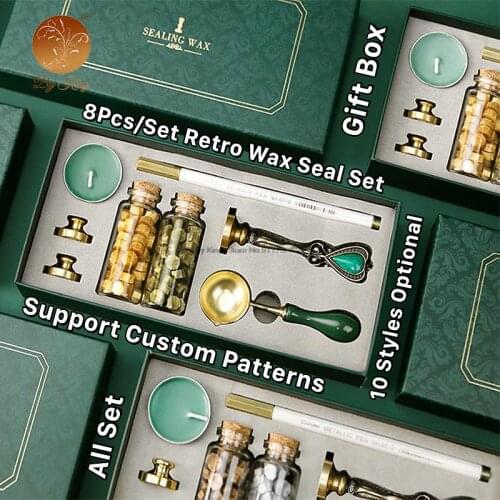 Retro Wax Seal Set Stamp Replace Copper Head Wedding Packaging Gifts Wax Stamp Set Wax Seal DIY Sealing Wax Decoration Craft Kit