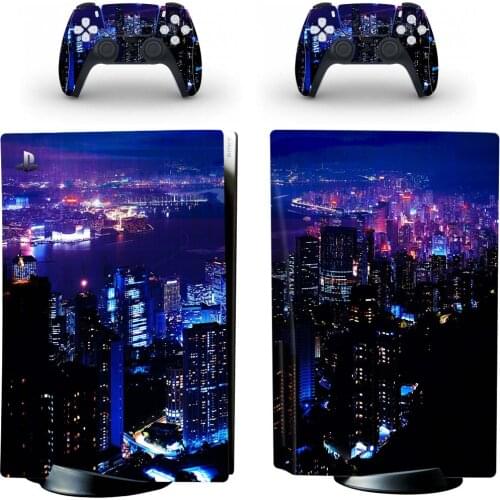 City PS5 Disc Edition Skin Sticker for Playstation 5 Console & 2 Controllers Decal Vinyl Protective Skins Style 1