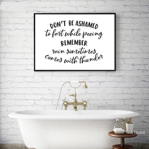 Funny Bathroom Quote Wall Art Canvas Prints Bathroom Wall Art Decor Black and White Minimalism Restroom Sign Poster Art Painting