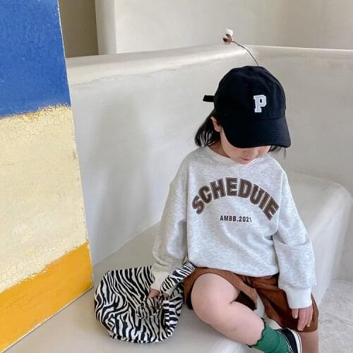 2021 new style girls boys printed sweatshirt autumn fashion cotton full sleeve kids t-shirt 1-7 years