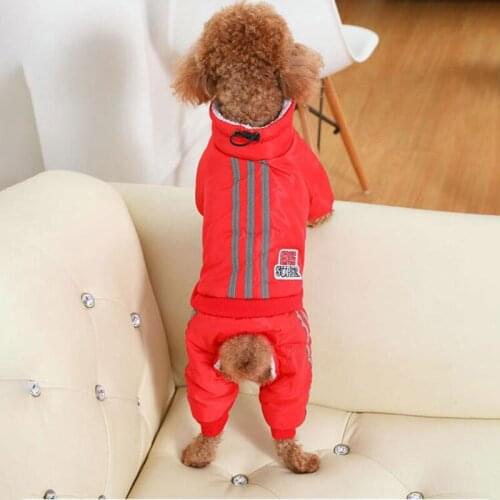 Pet Clothing Thickened Warm Down Coat Teddy Bear Four-Leg Coat Winter Coat Small-Medium Pet Clothes Solid Color Puppy Hoodie