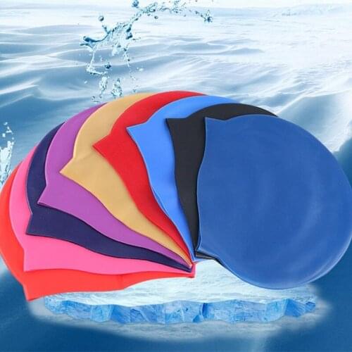 Swimming Solid Cap Silicone Women Men Waterproof Adult Sports High Elastic Adults Ear Protection Swim Pool Hat