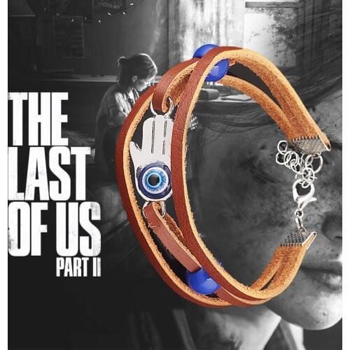 The Last of Us Part 2 Ellie Dina Multilaye Bracelets Women Men Punk Devil Eye Beads Cowhide Rope Bangles Cosplay Prop Jewelry