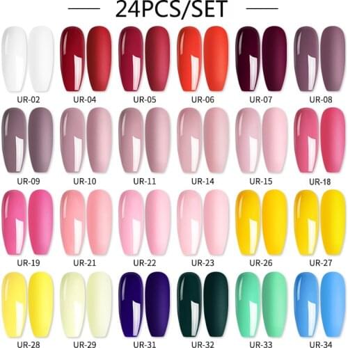 UR SUGAR Holographics Gel Nail Polish Set 24pcs Colorful Nail Kit For Semi Permanent Gel Nail Art Soak Off Gel Polish