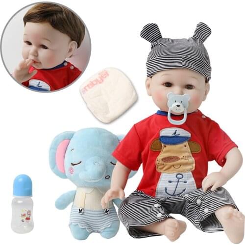 56CM Realistic Reborn Dolls Lifelike Soft Silicone boys Baby doll Toddler Realistic fashion clothes doll with a Elephant gifts