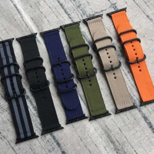 Smart Watchband 22mm 24mm NYLON Watch band For Apple Watch band 38mm 42mm Nato Strap with Black Zulu Rings, Buckle and Adapters
