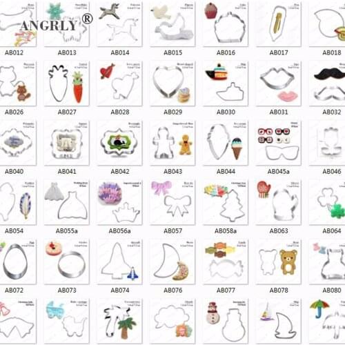 ANGRLY cartoon animal stainless steel cookie cutter 0.3mm Thickness fruit cutting die cupcake stamp mold kitchen baking tools