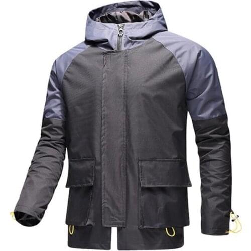 Spring summer new fashion hooded windbreaker mens jacket light windbreaker coat large Outdoor hiking jacket