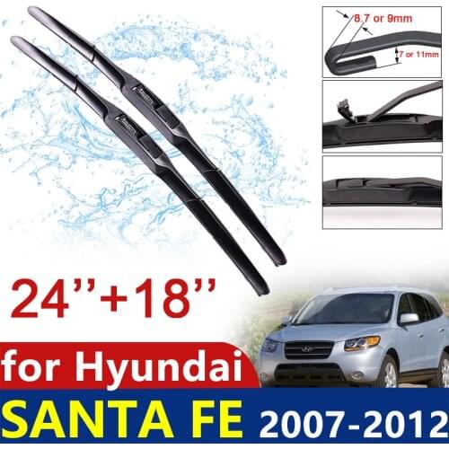 Car Wiper Blade for Hyundai Santa Fe 2007~2012 CM Front Windshield Wipers Car Accessories j Hook Type 2008 2009 2010 2011