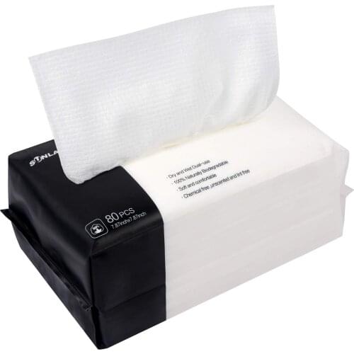 SINLAND Ultra Soft Lint-free Facial Cotton Tissue Disposable Face Towel Cotton Cleansing Dry Wipes For Sensitive Skin 1/2 Pack