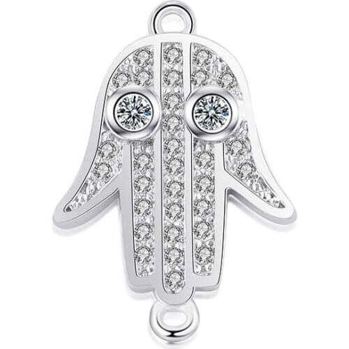 Rose Gold//Gold Fatima Hamsa Hand Evil Eye Connectors fit Jewelry Making Supplies Findings Accessories DIY Craft 19x13mm