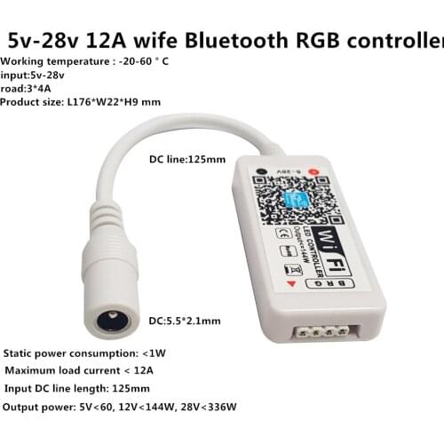 LED strip lights RGB WIFI Smart Controller For LED Strips Lights DC 12-24V Phone App Control Dimmer Dimmable