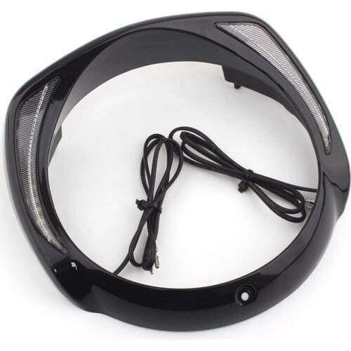 Motorcycle LED Headlight Bezel Visor Trim Ring Black For Harley Electra Glide Street Glide Tri Glide FLHX FLHXS FLHTK 14-Up