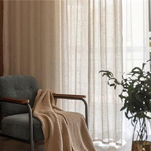 Solid Cotton Linen Tulle Curtains for Living Room Kitchen Japanese Volie Curtains for Bedroom Sheer Curtains Drapes Treatment