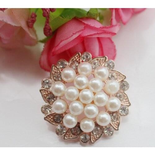 Vintage Flat Back Crystal round pearl button,33mm Metal rhinestone buttons,diamante button Garment Accessories