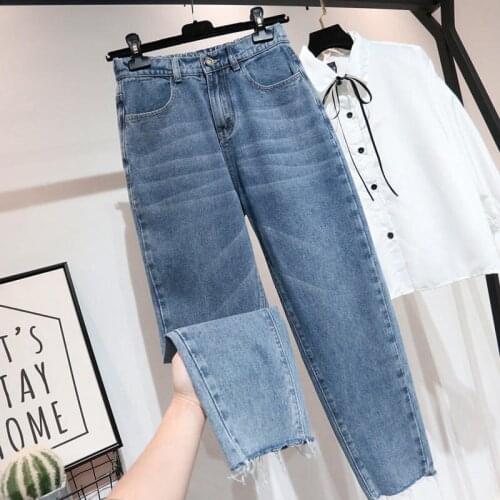 2020 Summer Autumn Harem Pants Elastic Vintage Jeans Denim Jeans Female Loose Plus Size Boyfriend Jeans for Women HK372