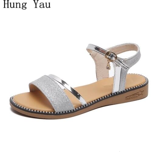 Women Sandals 2019 Summer Shoes Woman Wedges Slippers Fashion Bling Buckle Strap Peep Toe Platform Female Slides Ladies