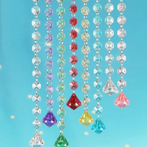 0.5/1M Crystal Hanging Beads Clear Acrylic Bead Garland Chandelier Hanging for Wedding Backdrop Decor Home Party Festival Supply