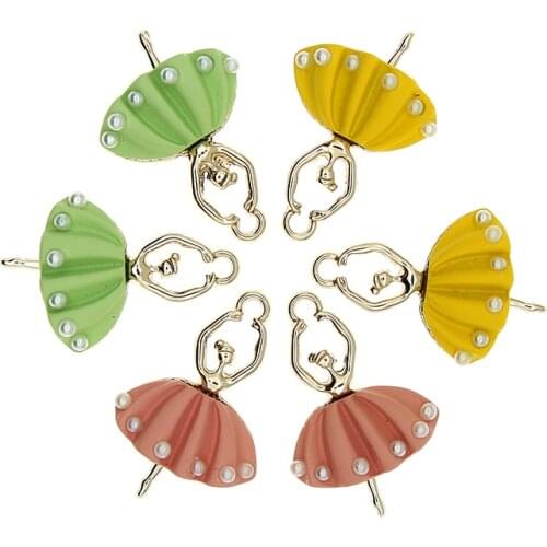 10pcs 7*27*18mm Cute Ballet Dancing Girl Enamel Charms Dangle For Hair Earrings Bracelet Findings Handmade Pendant Jewelry Gifts
