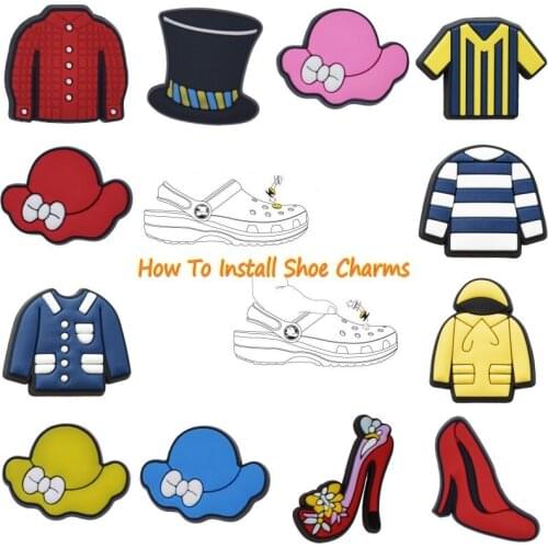 10 PCS Top Caps Ball Suits High Heels T Shirt Children Gift Mini Soft Hole Shoe Ornaments Buckles Bracelet Charms Kindergarden