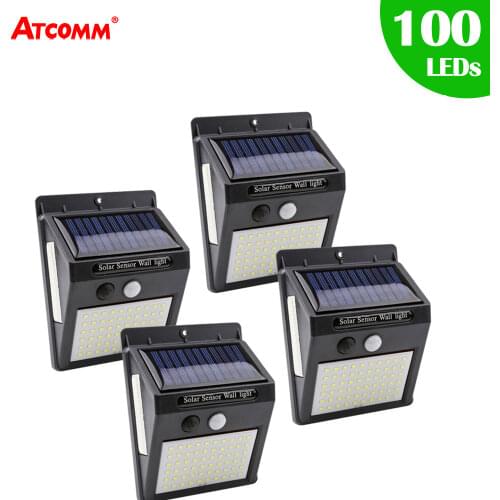 100 LEDs Solar Street Light Outdoor Porch Wall Lamp IP65 Waterproof PIR Motion Sensor LED Solar Street Lamp Outdoor Lighting