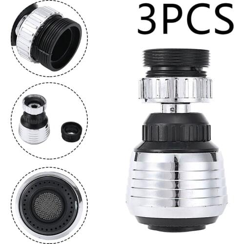 3pcs Bathroom Kitchen Tap 360 Degree Rotatable Swivel Filter Faucet Sprayer Water Saving Faucet Extenders Polished