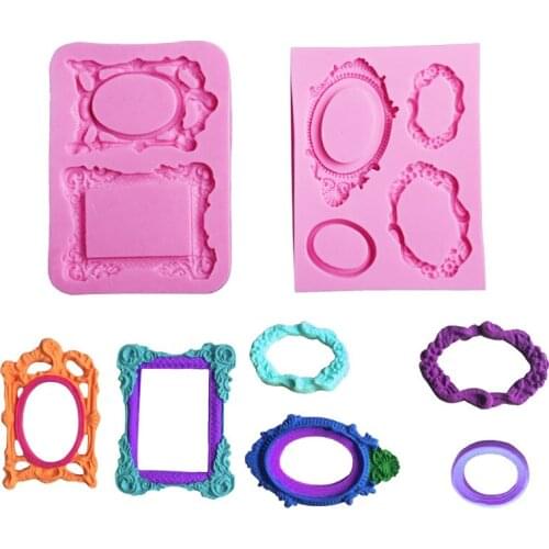 3D Retro Mirror Frame Silicone Cake Mold Chocolate Sugar Craft Jello Cake Decorating tools DIY Baking Fondant Silicone Cake Mold