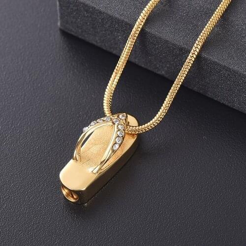 4 Colors Flip Flops with Crystals Memorial Urn Pendant Unique Stainless Steel Cremation Jewelry Necklace for Funeral Keepsake