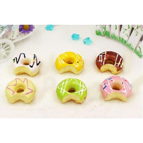 6pcs artificial Bite one donuts with back magnet,kitchen toys,Christmas birthday party decorations wedding gifts early education
